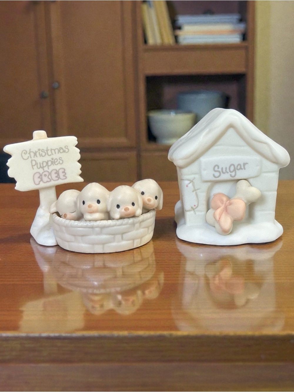Precious Moments Free Christmas Puppies 1994 and Sugar and her Doghouse 1994